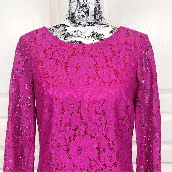 Alexia Admor Bell Sleeve Lace Midi Dress Fuchsia - Picture 5 of 6